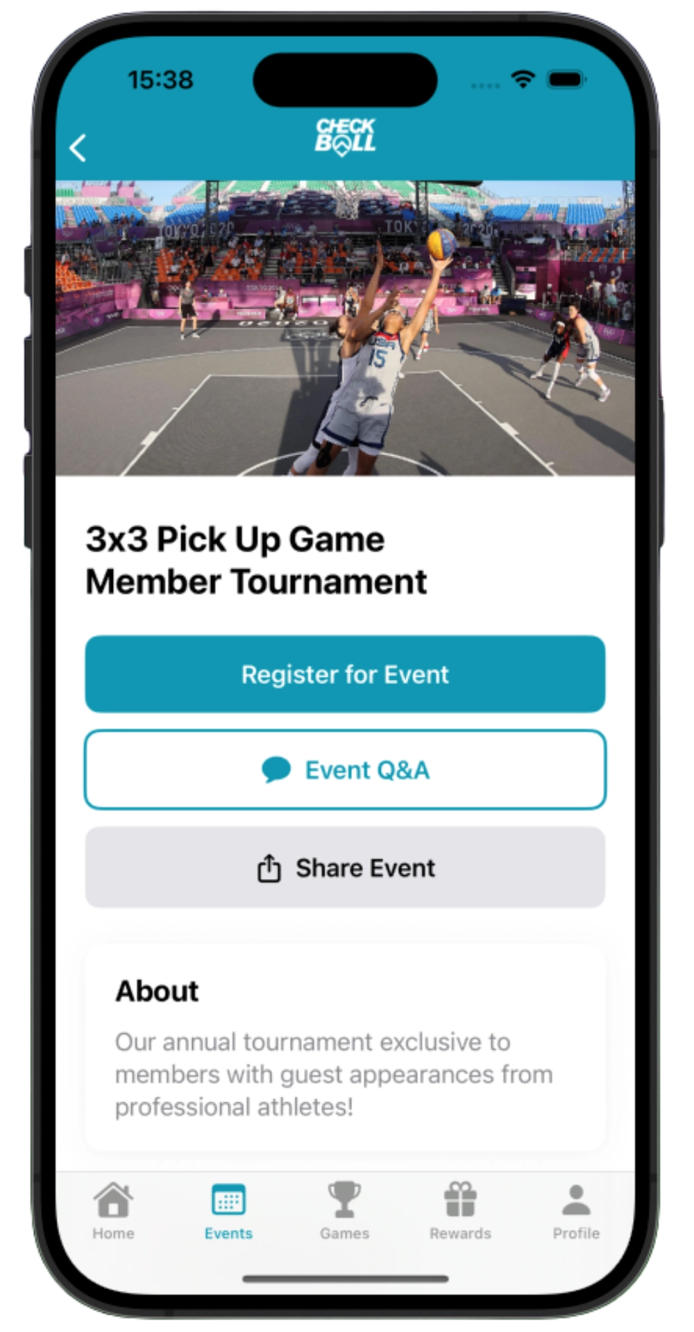 Event details screen